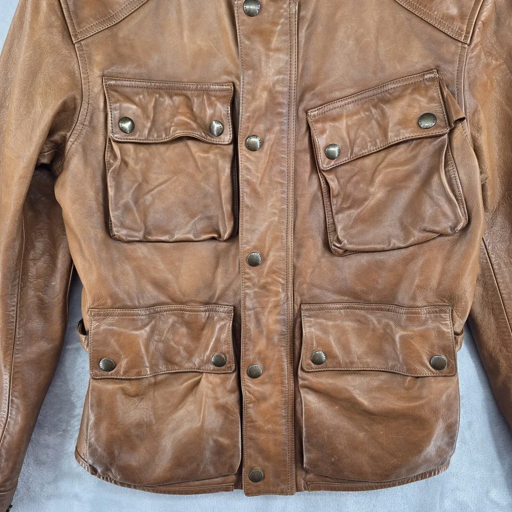 Polo Ralph Lauren‎ SOUTHBURY MENS BROWN CALF LEATHER MOTORCYCLE JACKET Medium - Picture 3 of 16
